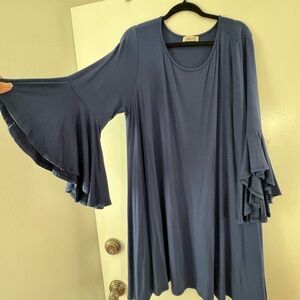 Beeson River Blue Flutter Sleeve Midi Dress